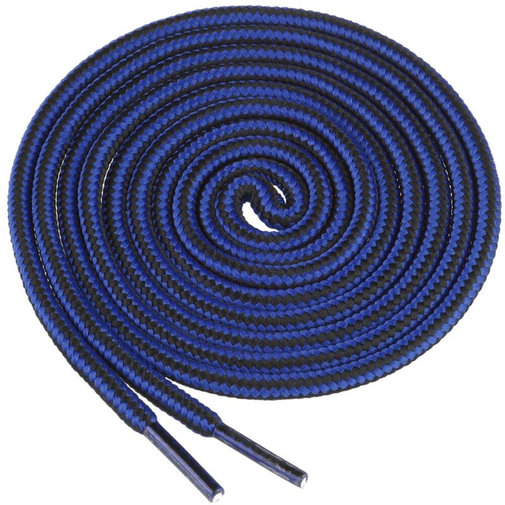 Round Shoe Lace Dual Colored Striped Shoestrings 1 Pair Royal Blue Black